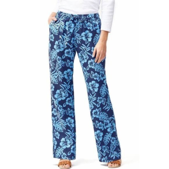 Tommy Bahama Blue Hibiscus Linen Pant - Picture 1 of 6